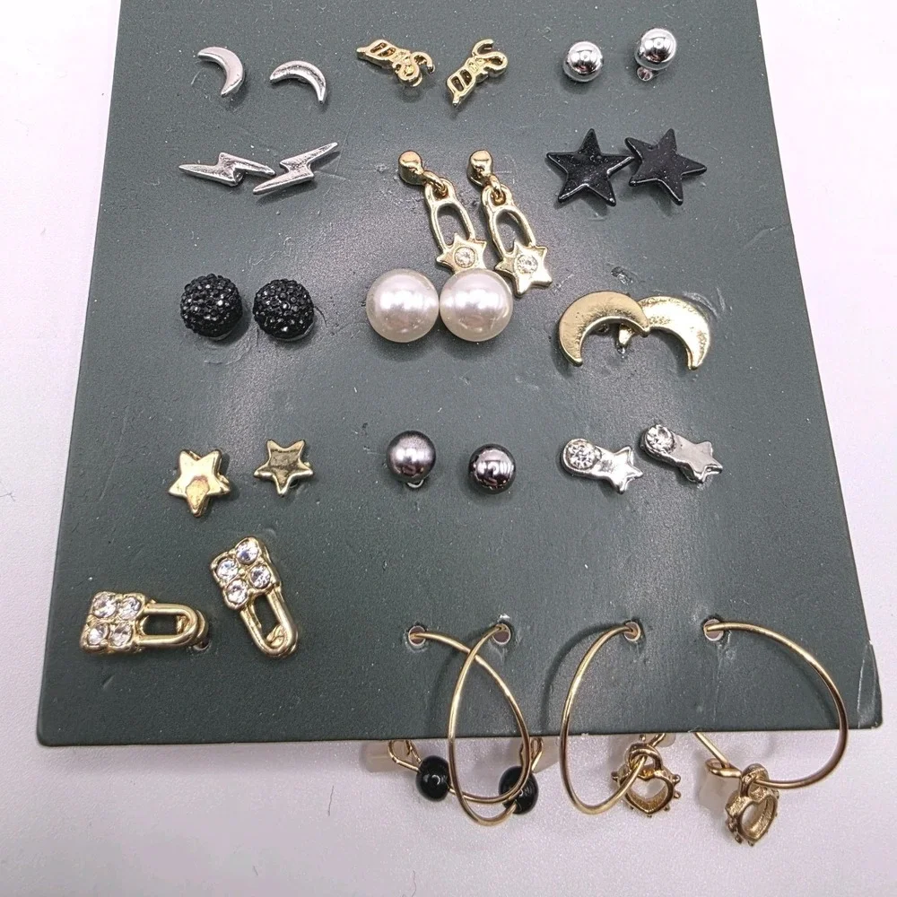 18 Pair Wild Fable Earrings Post & Hoop Earrings Stars Moons Nickle Free NEW